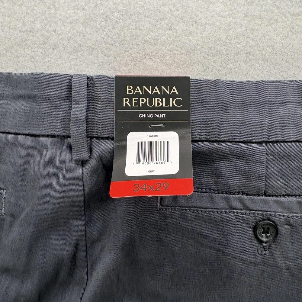 Banana Republic Chino Pants Mens 34x29 Gray Regular Fit Stretch Casual Preppy